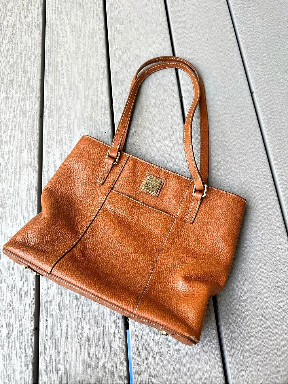 Dooney & Bourke Charleston Shopper Pebble Leather Tote Cognac Brown